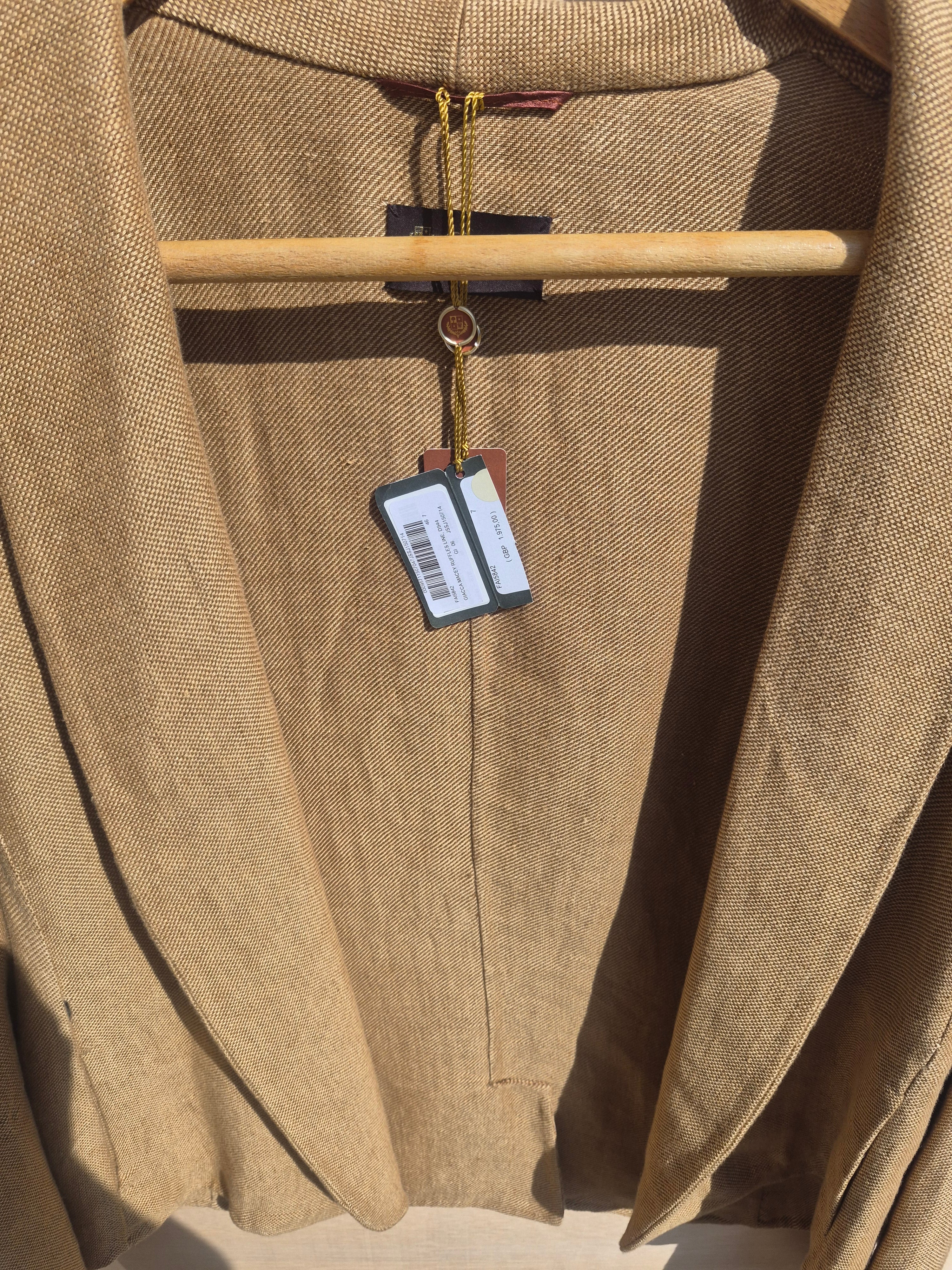 LORO PIANA WOMEN'S CASHMERE & COTTON OPEN FRONT KNIT BLAZER CAMEL UK 14 (IT 46) NEW WITH TAGS RRP £1,975