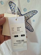 NEW MONNALISA GIRLS DIAMANTÉ STARFISH T-SHIRT WHITE AGE 6 RRP£62
