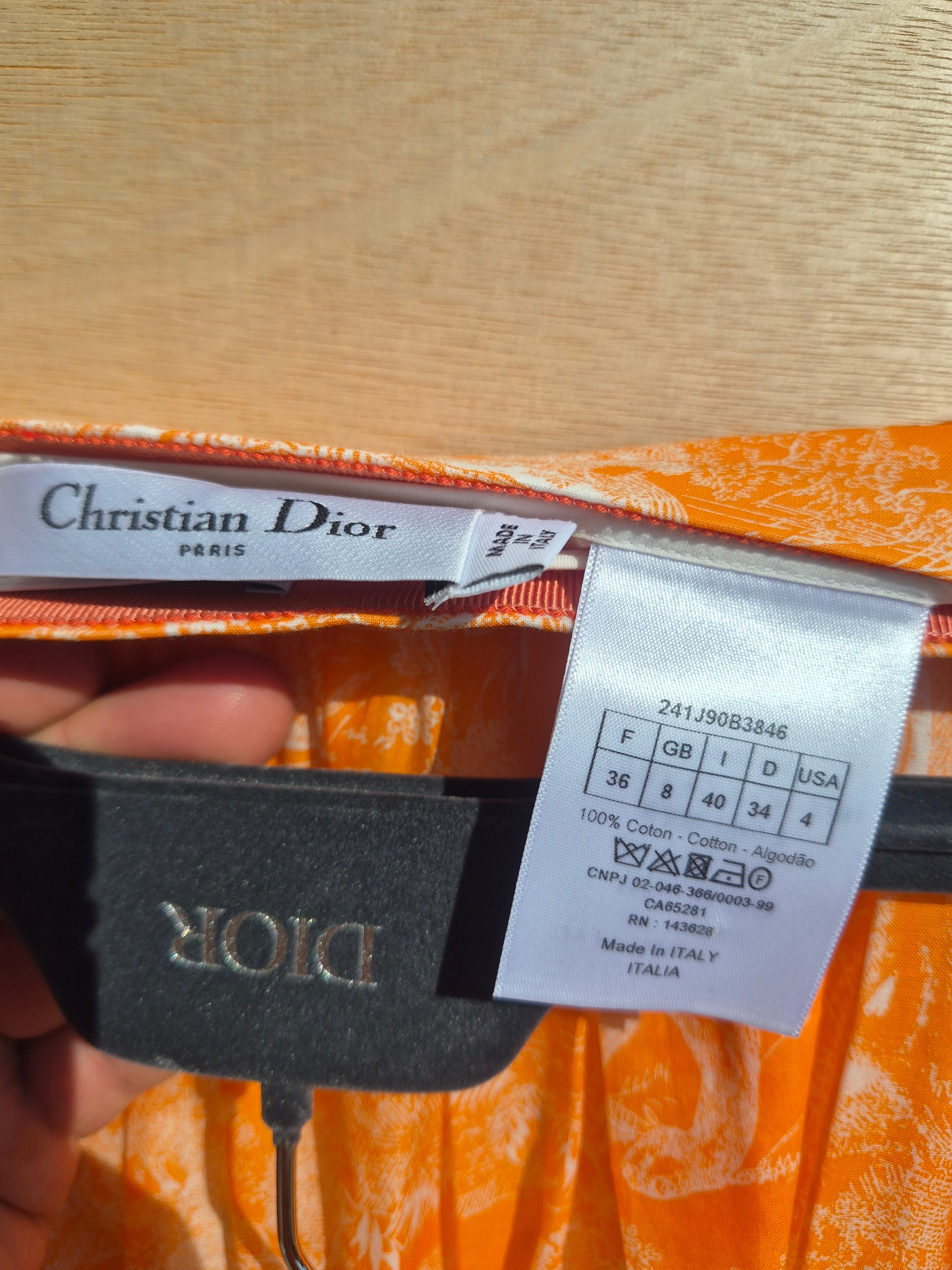 CHRISTIAN DIOR ORANGE TOILE DE JOUY WOMEN'S SILK SKIRT UK 8 (FR 36) NEW WITH TAGS RRP £1,800