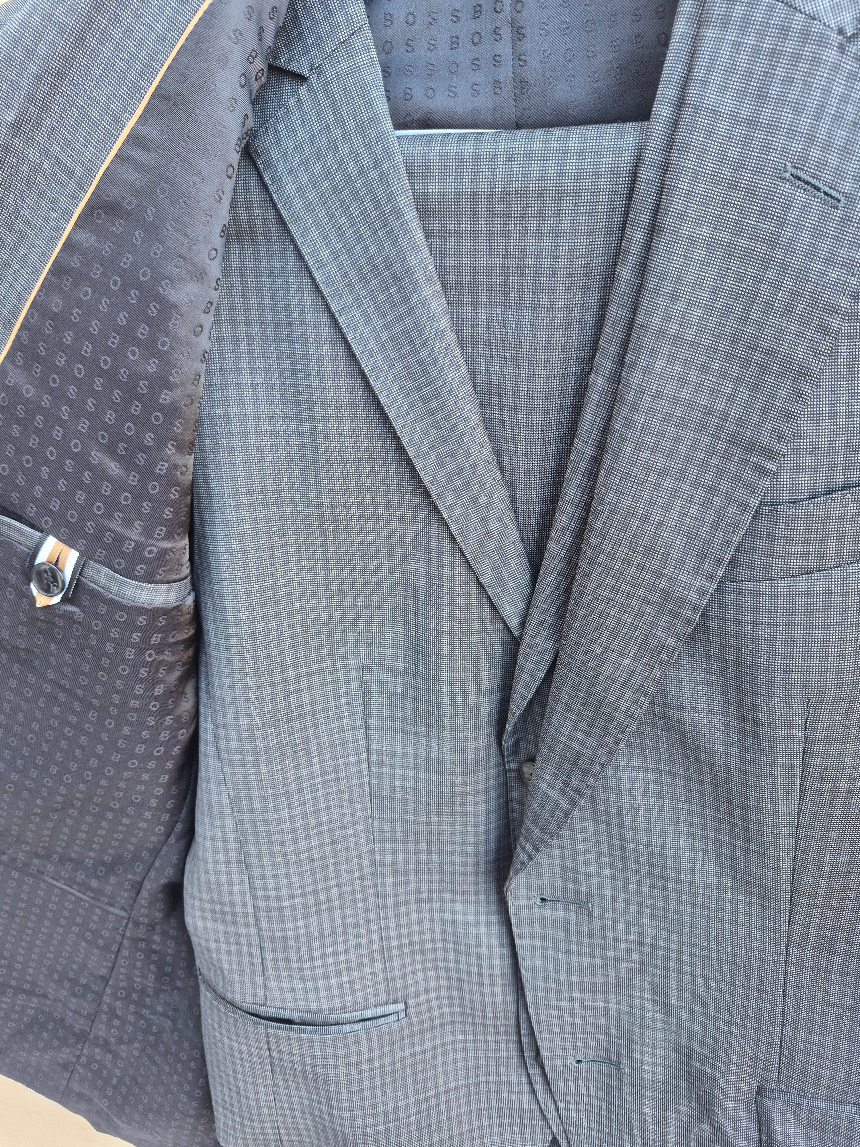 BOSS HUGO BOSS H-HUGE 3 PIECE SUIT GREY CHECK SLIM FIT 36R / 30R PANT BRAND NEW WITH TAGS REDA WOOL RRP £599