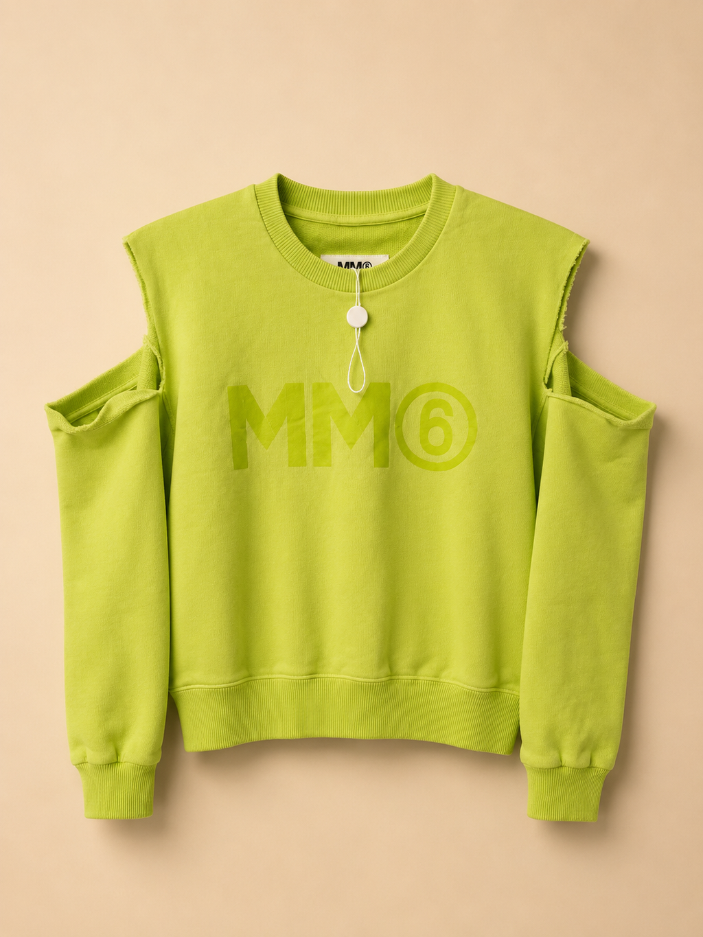 MAISON MARGIELA MM6 KIDS NEON LIME COLD SHOULDER SWEATSHIRT AGE 6 100% COTTON RRP £195