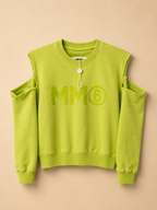 MAISON MARGIELA MM6 KIDS NEON LIME COLD SHOULDER SWEATSHIRT AGE 6 100% COTTON RRP £195