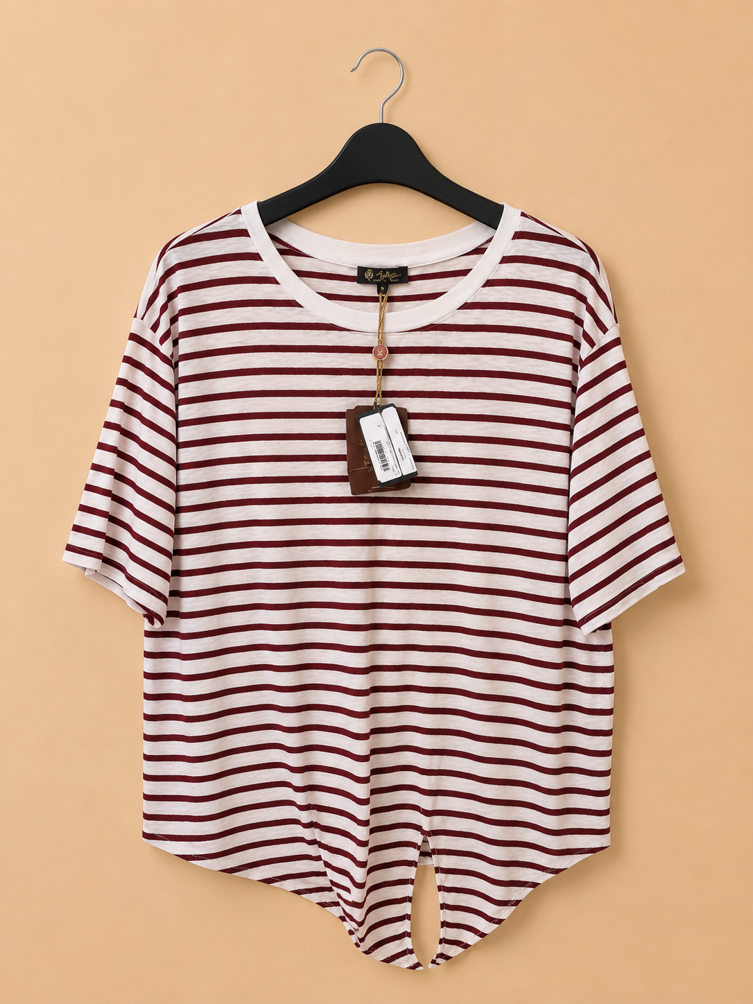 LORO PIANA WOMEN'S LINEN STRIPED T-SHIRT LARGE UK 14 WHITE RED NEW WITH TAGS RRP£590