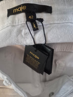 MAJE WHITE BUTTON FLY STRAIGHT LEG JEANS WOMEN'S FR42 UK14 BNWT DESIGNER DENIM £215 RRP