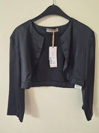 NEW RINASCIMENTO WOMEN’S SATIN CROPPED BOLERO JACKET BLACK XL RRP£70