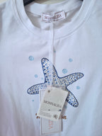 NEW MONNALISA GIRLS DIAMANTÉ STARFISH T-SHIRT WHITE AGE 6 RRP£62