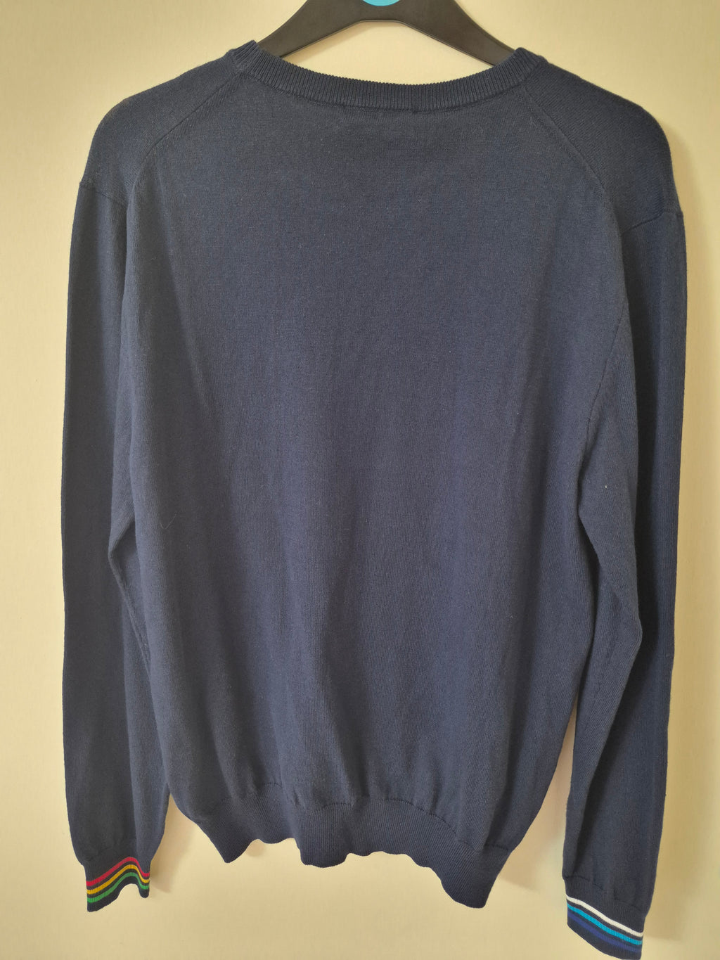 NEW HARMONT & BLAINE MEN’S DIAMOND STRIPE COTTON JUMPER NAVY LARGE RRP£162