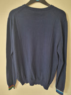 NEW HARMONT & BLAINE MEN’S DIAMOND STRIPE COTTON JUMPER NAVY LARGE RRP£162