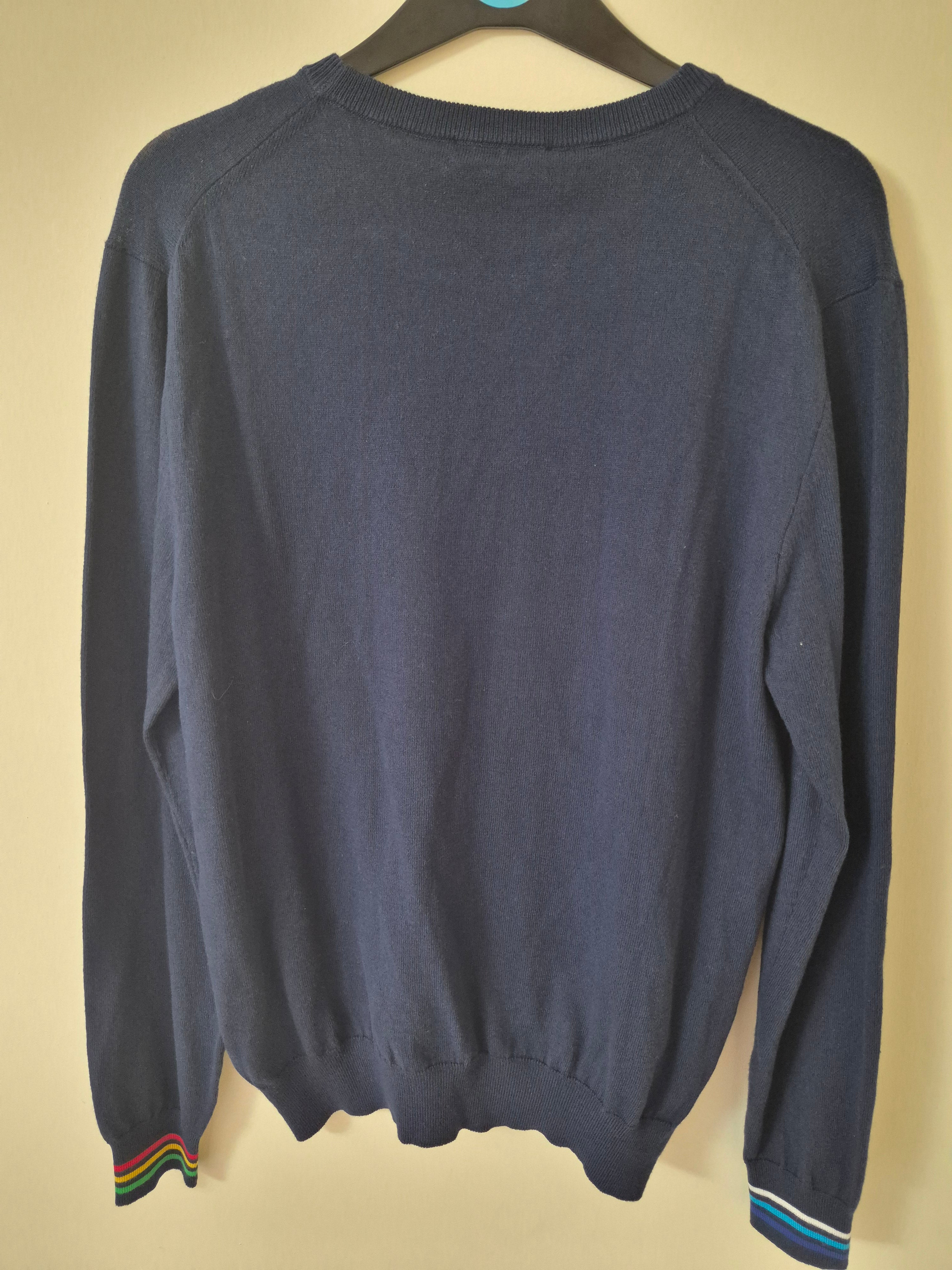 NEW HARMONT & BLAINE MEN’S DIAMOND STRIPE COTTON JUMPER NAVY LARGE RRP£162