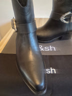 BA&SH COOPER BLACK LEATHER ANKLE BOOTS UK 4 EU 37 WOMEN'S NEW WITH BOX RRP £295