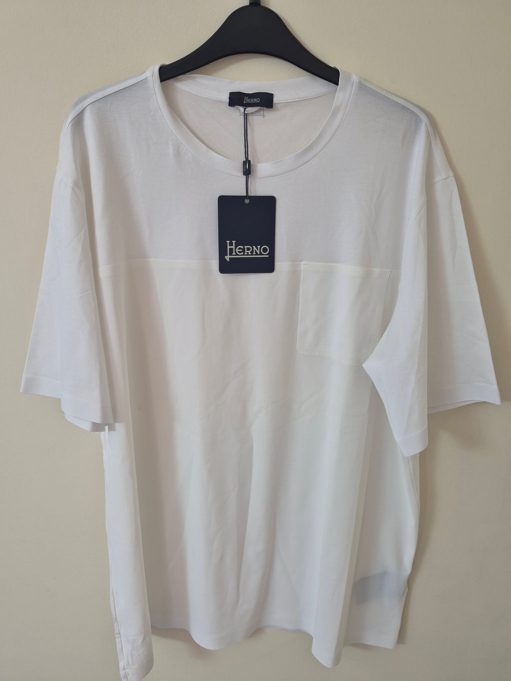 NEW HERNO MEN’S STRETCH COTTON POCKET T-SHIRT WHITE 2XL RRP£140