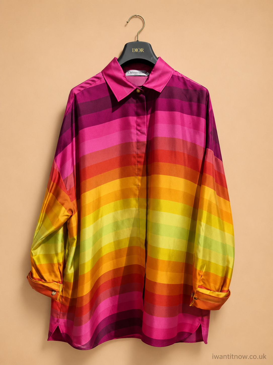 CHRISTIAN DIOR WOMEN'S RAINBOW STRIPED SILK SHIRT DRESS UK 12 (FR 40) NEW WITH TAGS RRP £3,200