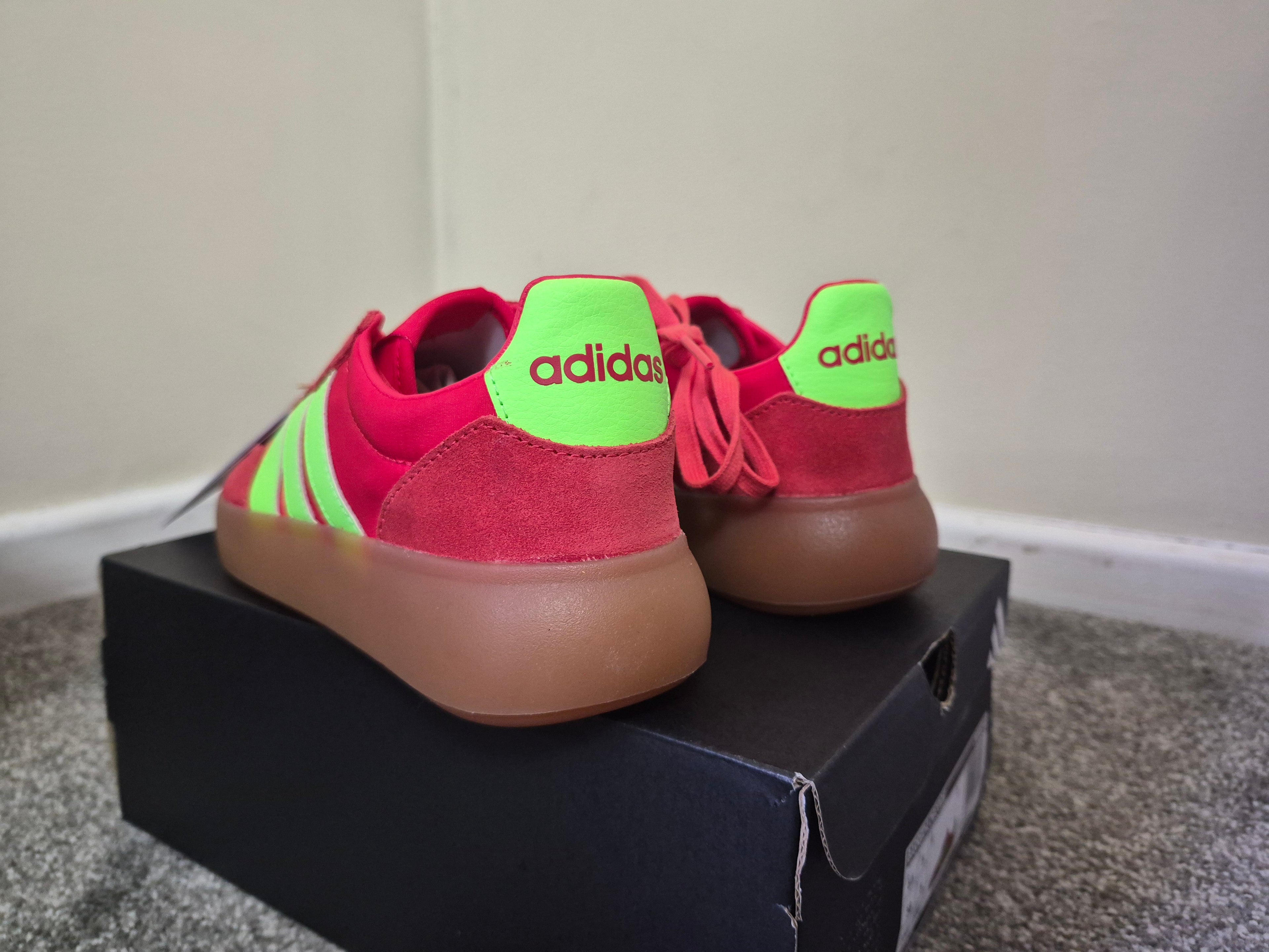 ADIDAS BARREDA DECODE TRAINERS RED/GREEN GUM – UK 5 – BRAND NEW WITH TAGS & BOX