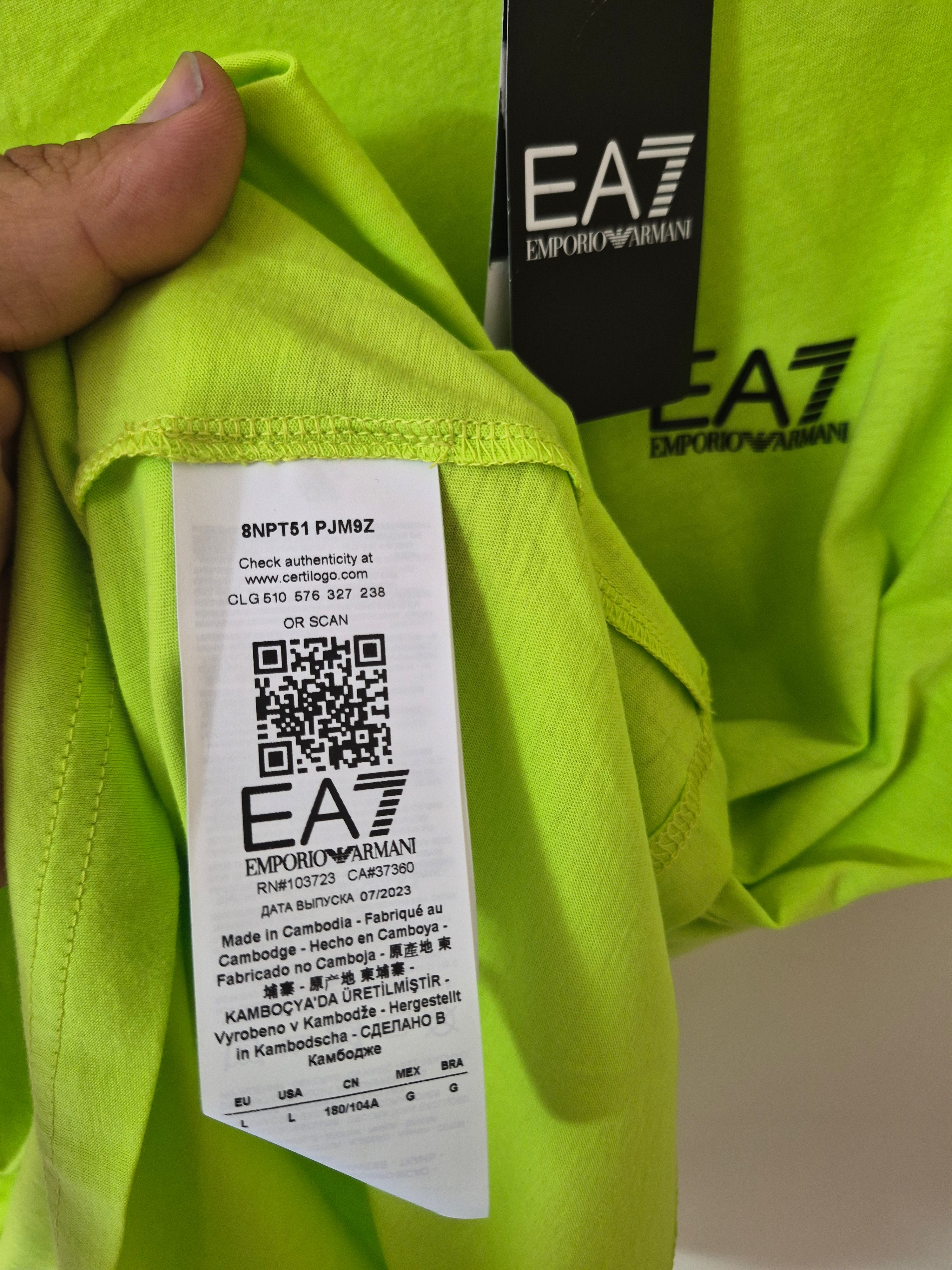 NEW EA7 EMPORIO ARMANI MEN’S LOGO T-SHIRT ACID LIME LARGE RRP£65