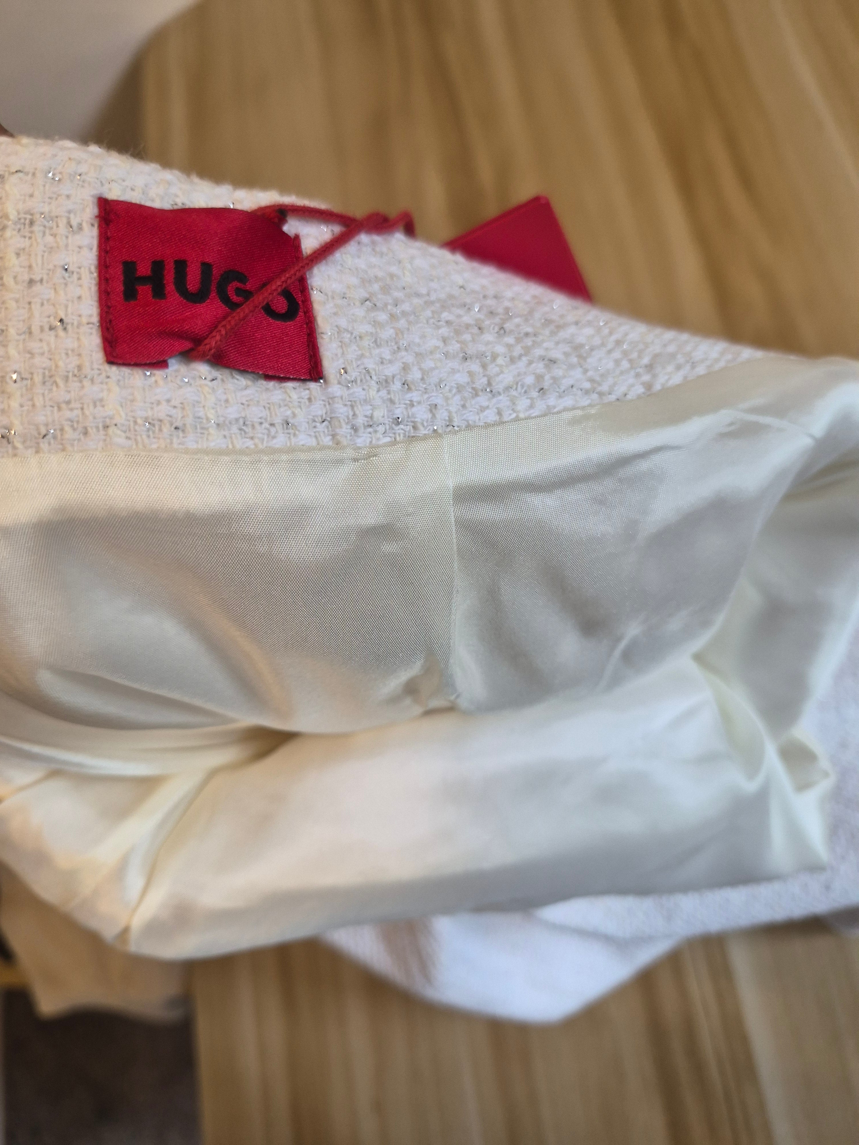 HUGO WOMEN'S OFF WHITE BOUCLÉ MINI SKIRT UK 10 EU 40 BRAND NEW WITH TAGS AUTHENTIC RRP £199