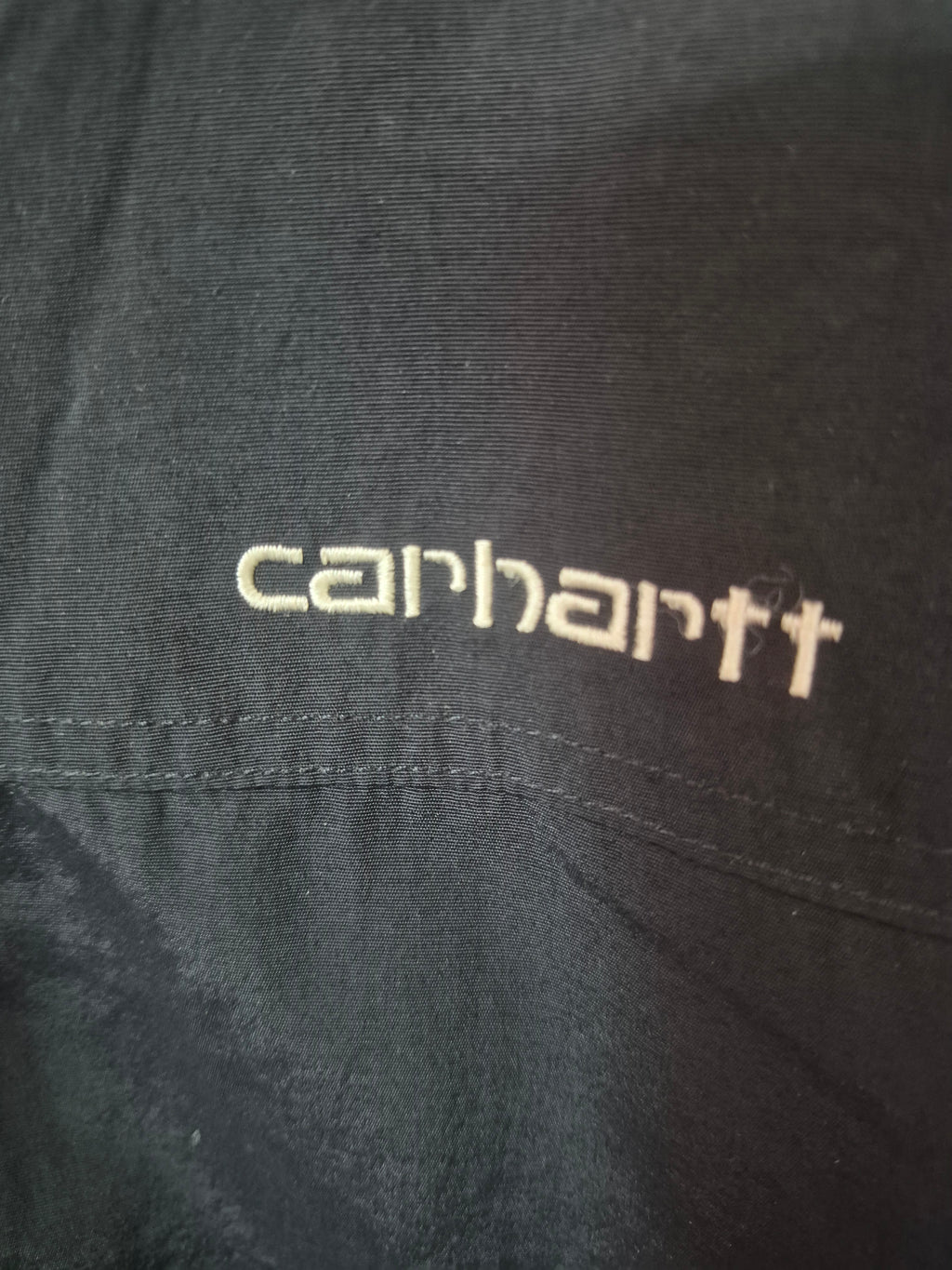 CARHARTT WIP HOODED SAIL JACKET BLACK MEN'S LARGE FLEECE LINED ZIP HOODIE COAT