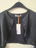 NEW RINASCIMENTO WOMEN’S SATIN CROPPED BOLERO JACKET BLACK XL RRP£70