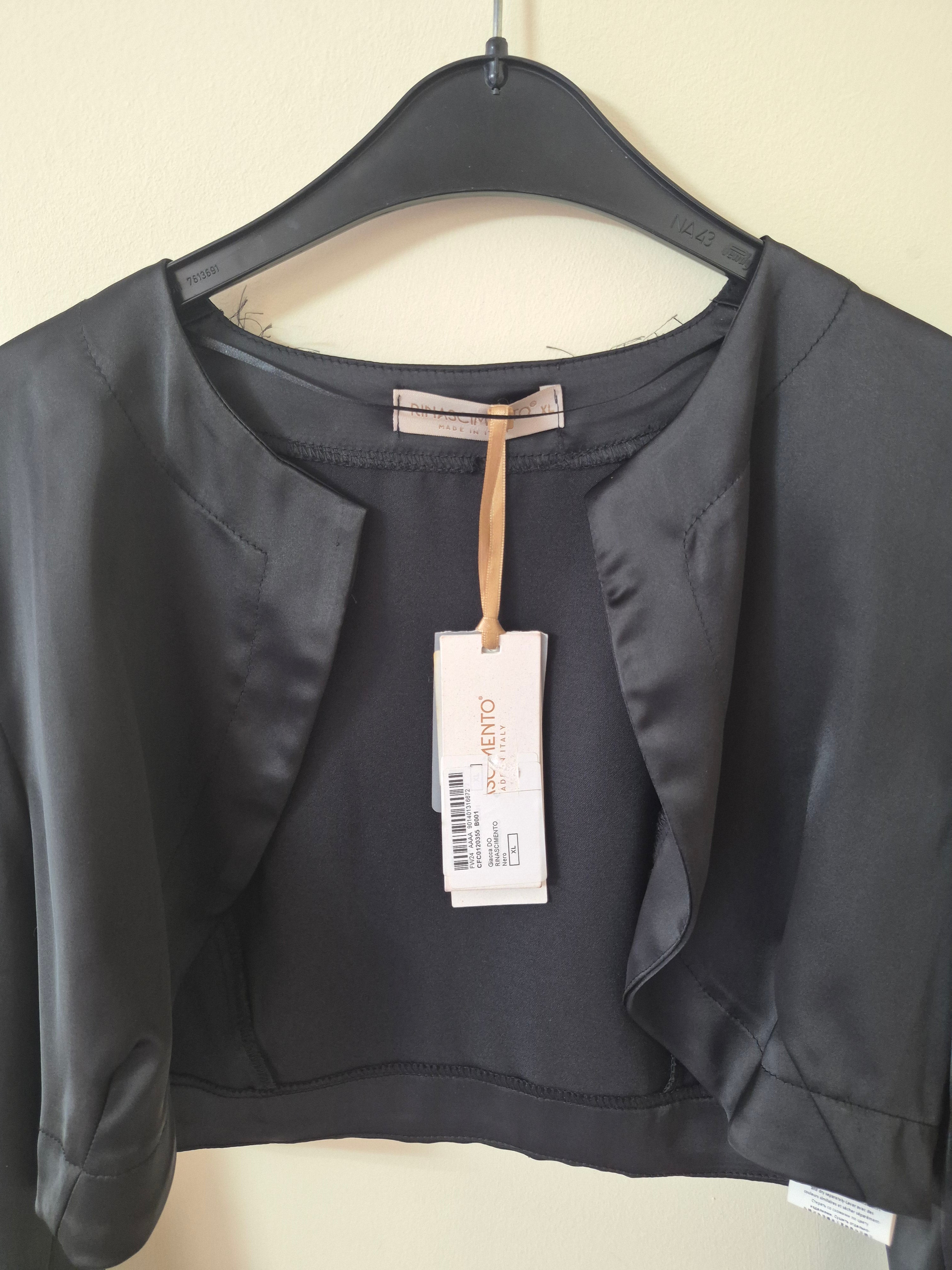 NEW RINASCIMENTO WOMEN’S SATIN CROPPED BOLERO JACKET BLACK XL RRP£70