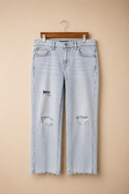 7 FOR ALL MANKIND ITALIAN WOMEN'S LIGHT WASH DISTRESSED JEANS UK 10 W29 RRP £240
