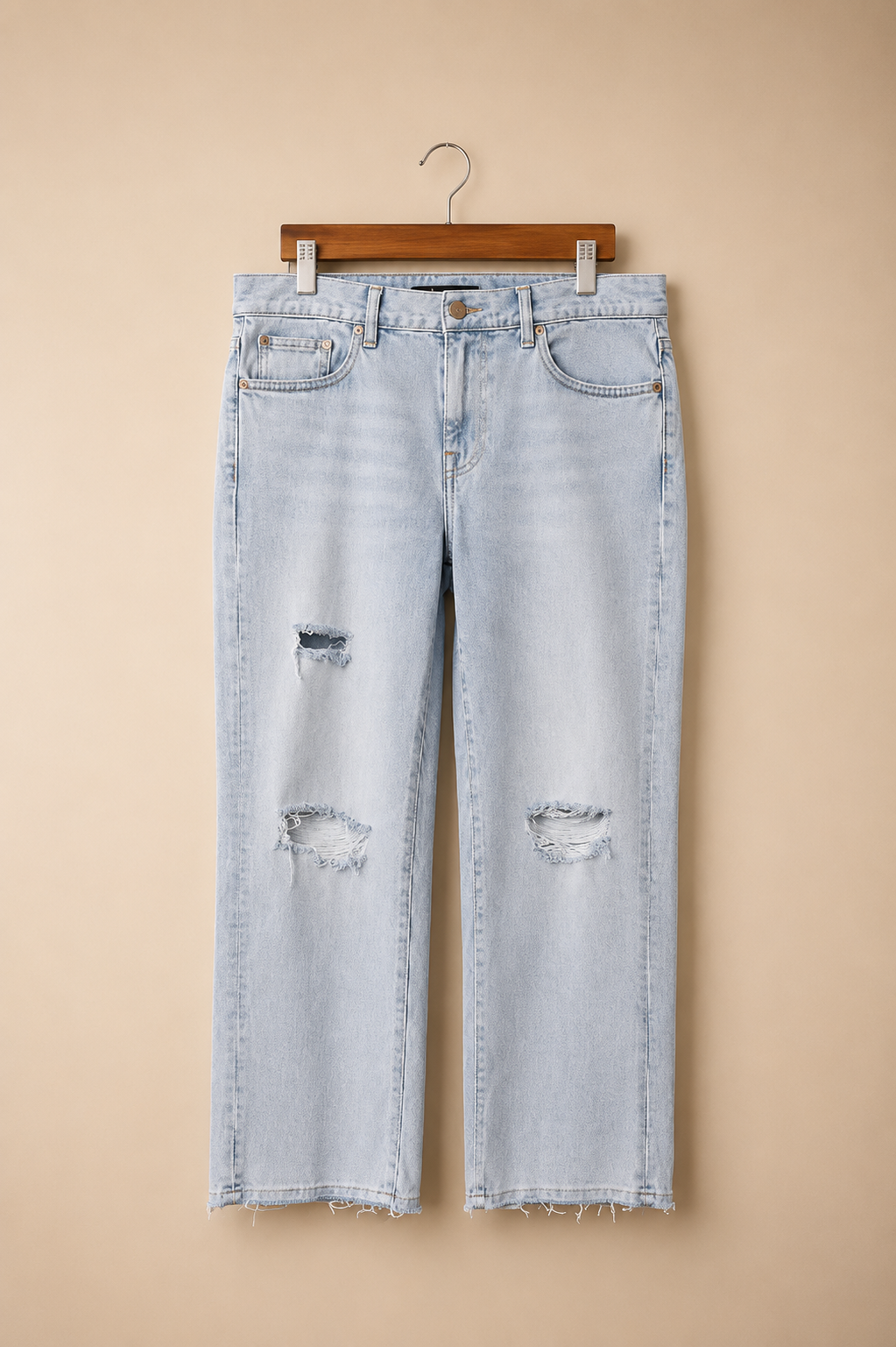 7 FOR ALL MANKIND ITALIAN WOMEN'S LIGHT WASH DISTRESSED JEANS UK 10 W29 RRP £240