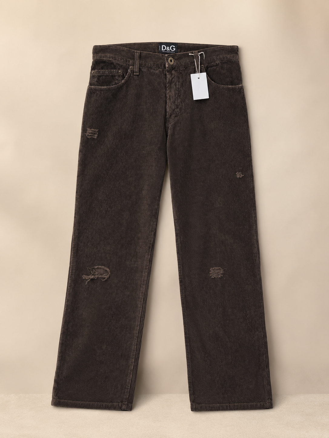 MENS DOLCE & GABBANA D&G DISTRESSED BROWN CORDUROY JEANS W32 L32 MADE IN ITALY RRP £395
