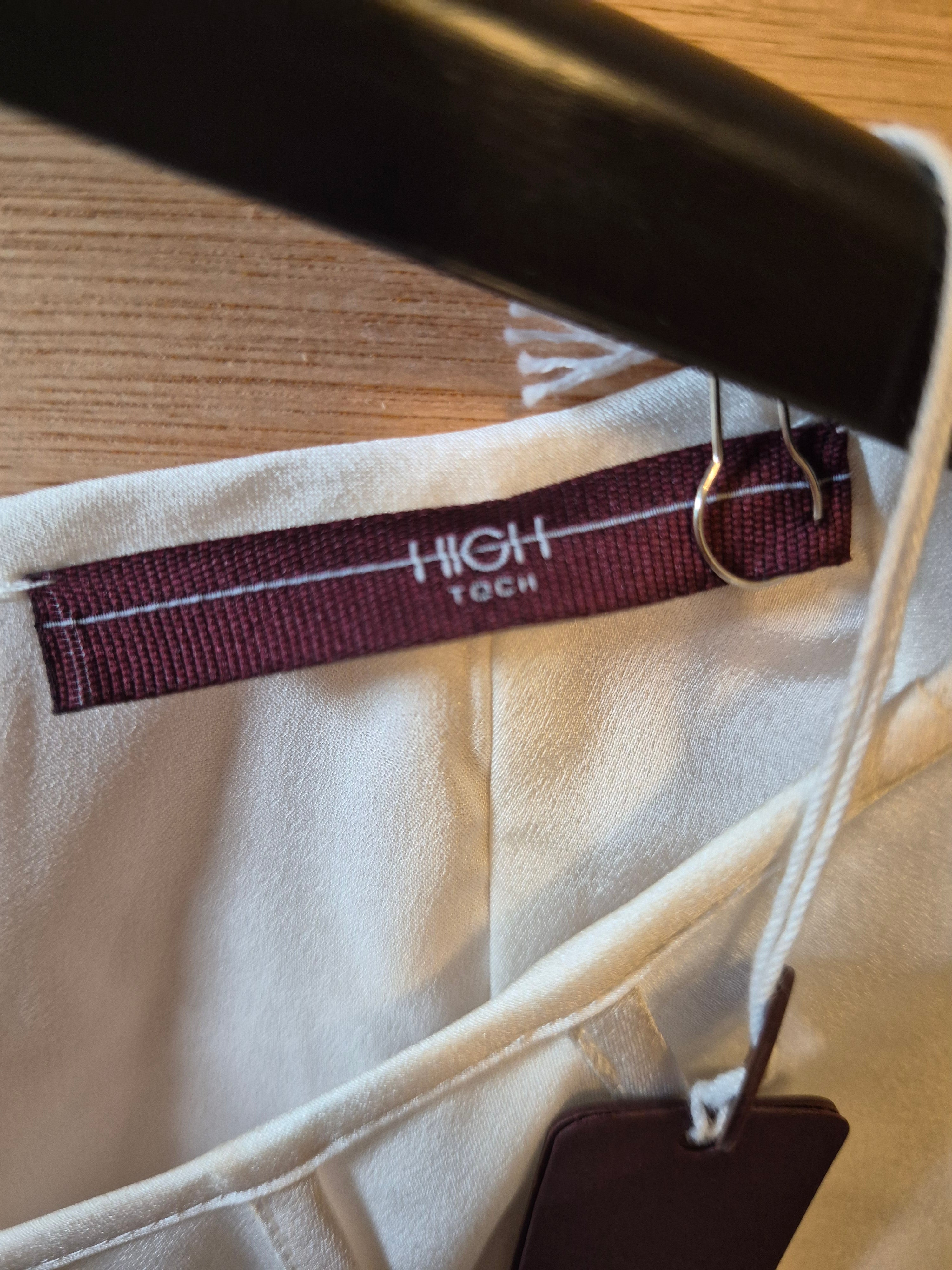 HIGH TECH GIVE CHASE SATIN BLOUSE TOP WHITE UK 14 IT 46 NEW WITH TAGS RRP £240
