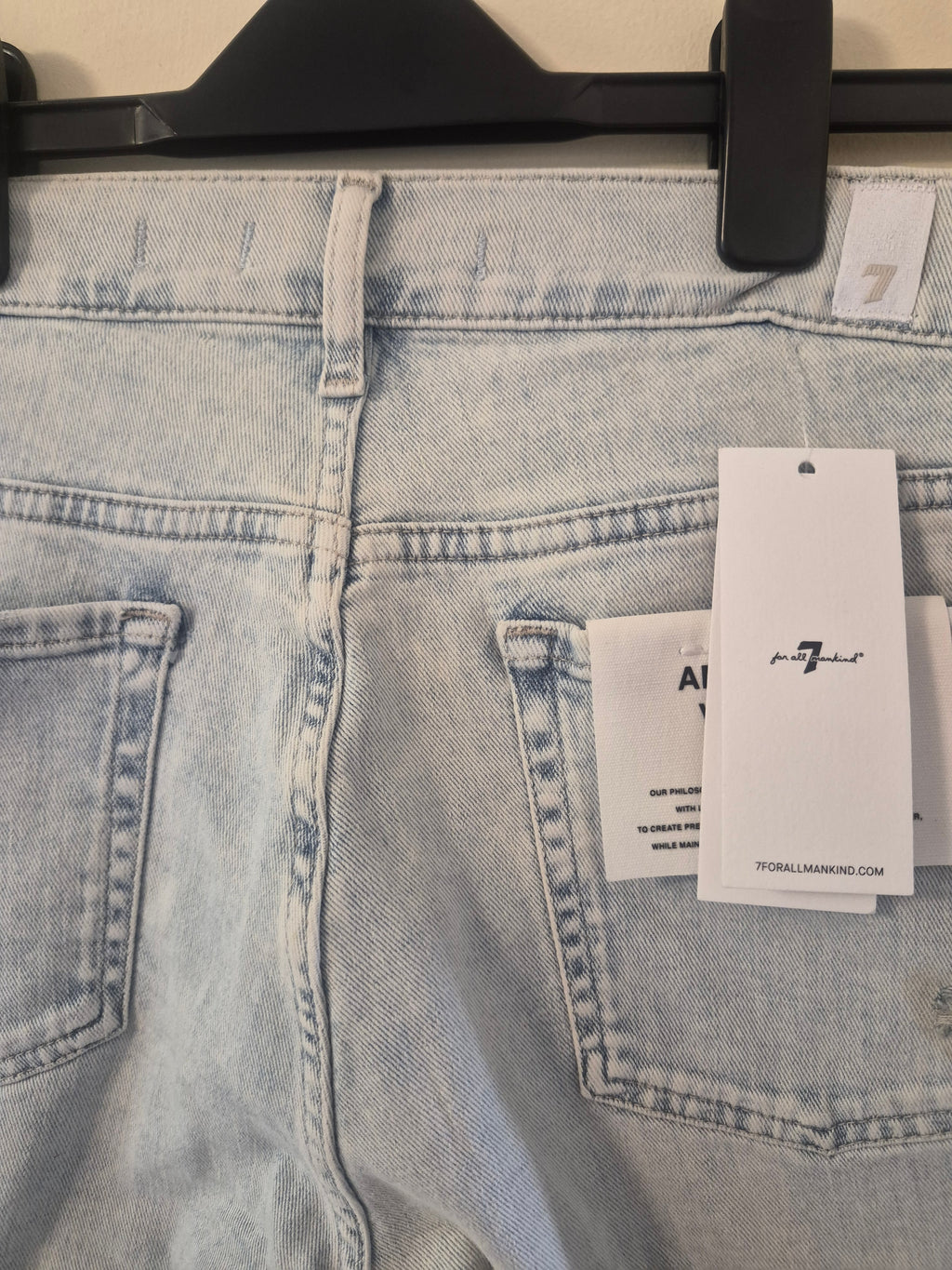 7 FOR ALL MANKIND ITALIAN WOMEN'S LIGHT WASH DISTRESSED JEANS UK 10 W29 RRP £240