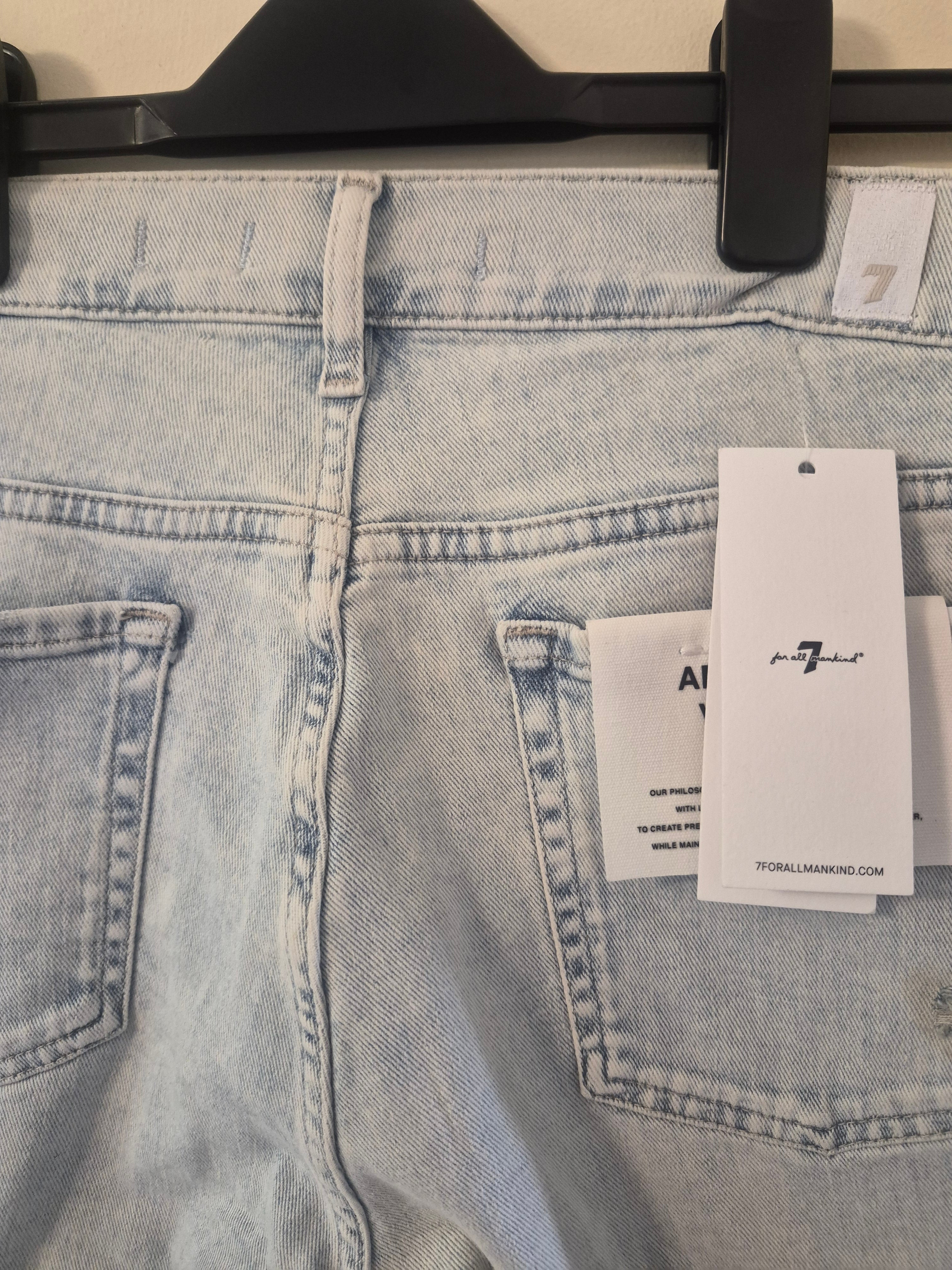 7 FOR ALL MANKIND ITALIAN WOMEN'S LIGHT WASH DISTRESSED JEANS UK 10 W29 RRP £240
