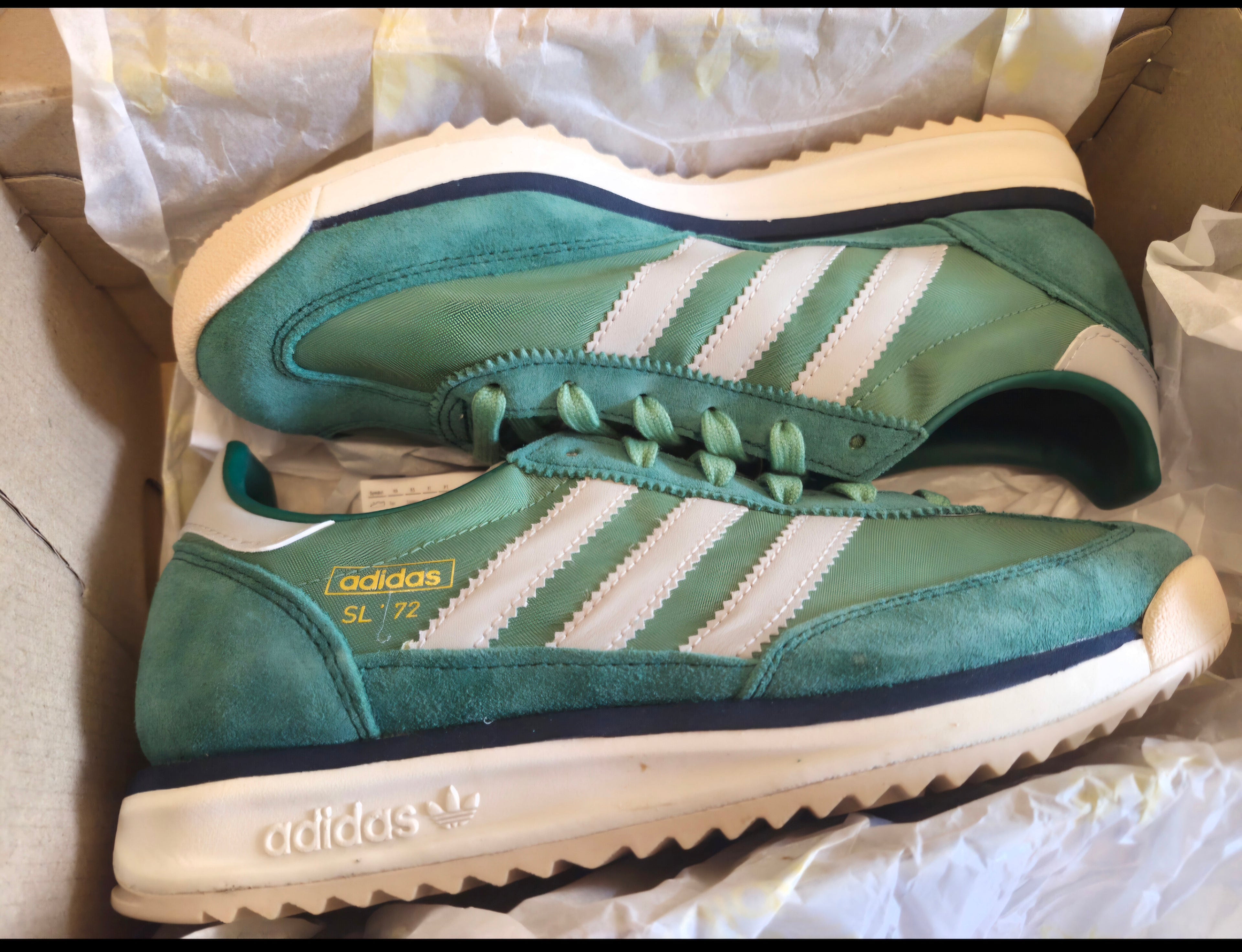 ADIDAS ORIGINALS SL 72 RS GREEN WHITE TRAINERS UK 6 WOMEN'S RRP £90
