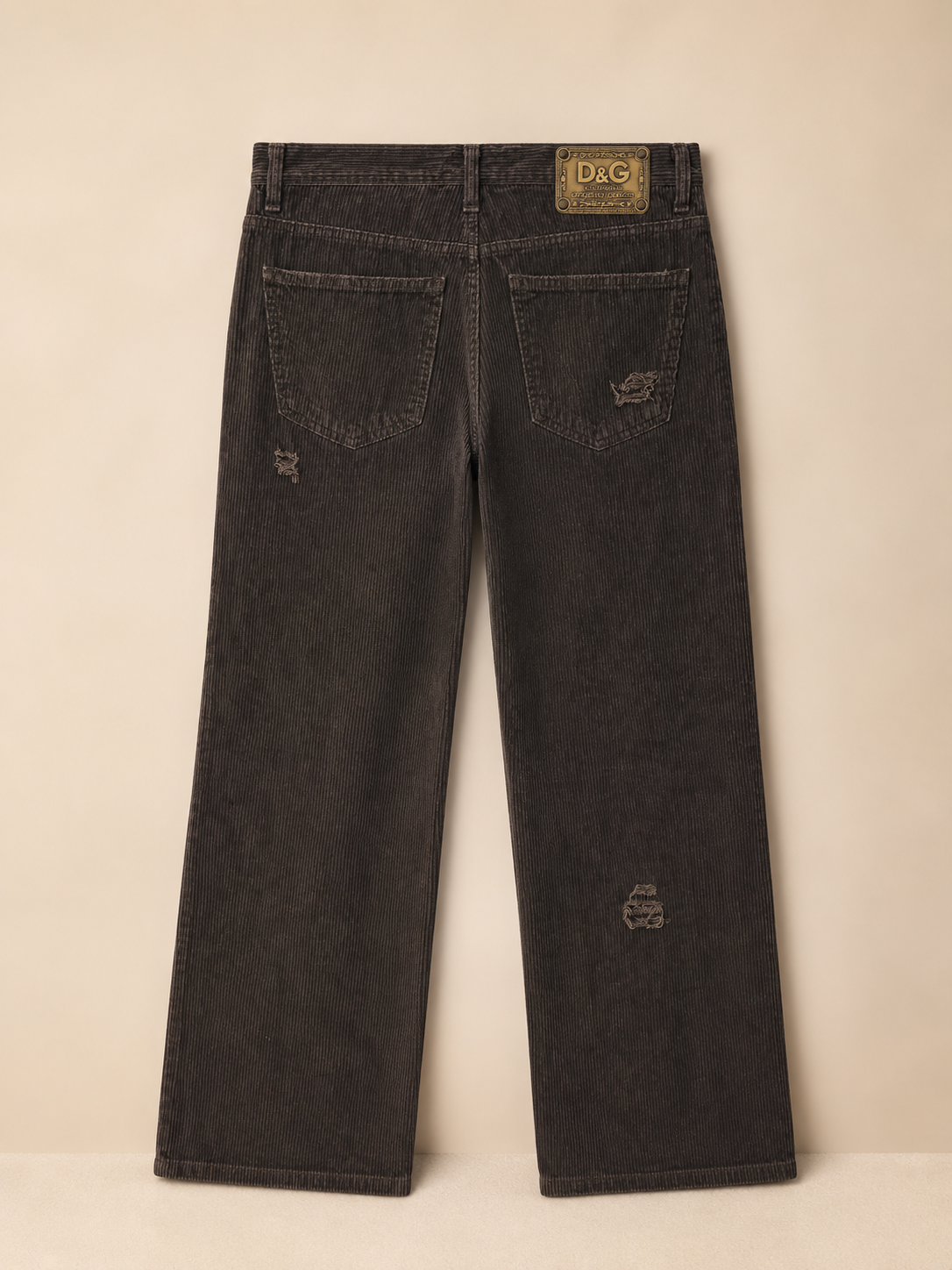 MENS DOLCE & GABBANA D&G DISTRESSED BROWN CORDUROY JEANS W32 L32 MADE IN ITALY RRP £395