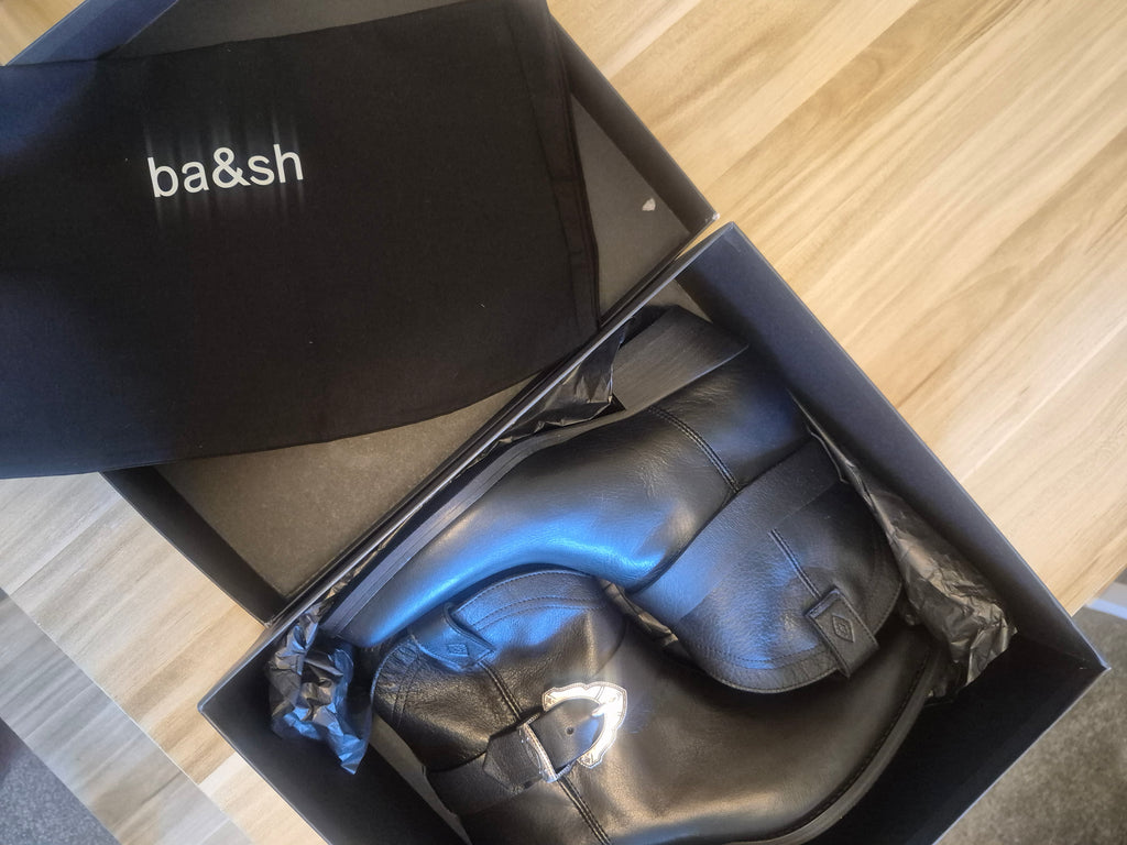 BA&SH COOPER BLACK LEATHER ANKLE BOOTS UK 4 EU 37 WOMEN'S NEW WITH BOX RRP £295