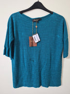 LORO PIANA BARCHETTA WAIKIKI KNIT TOP XS UK 6 TEAL BNWT RRP £995 MADE IN ITALY