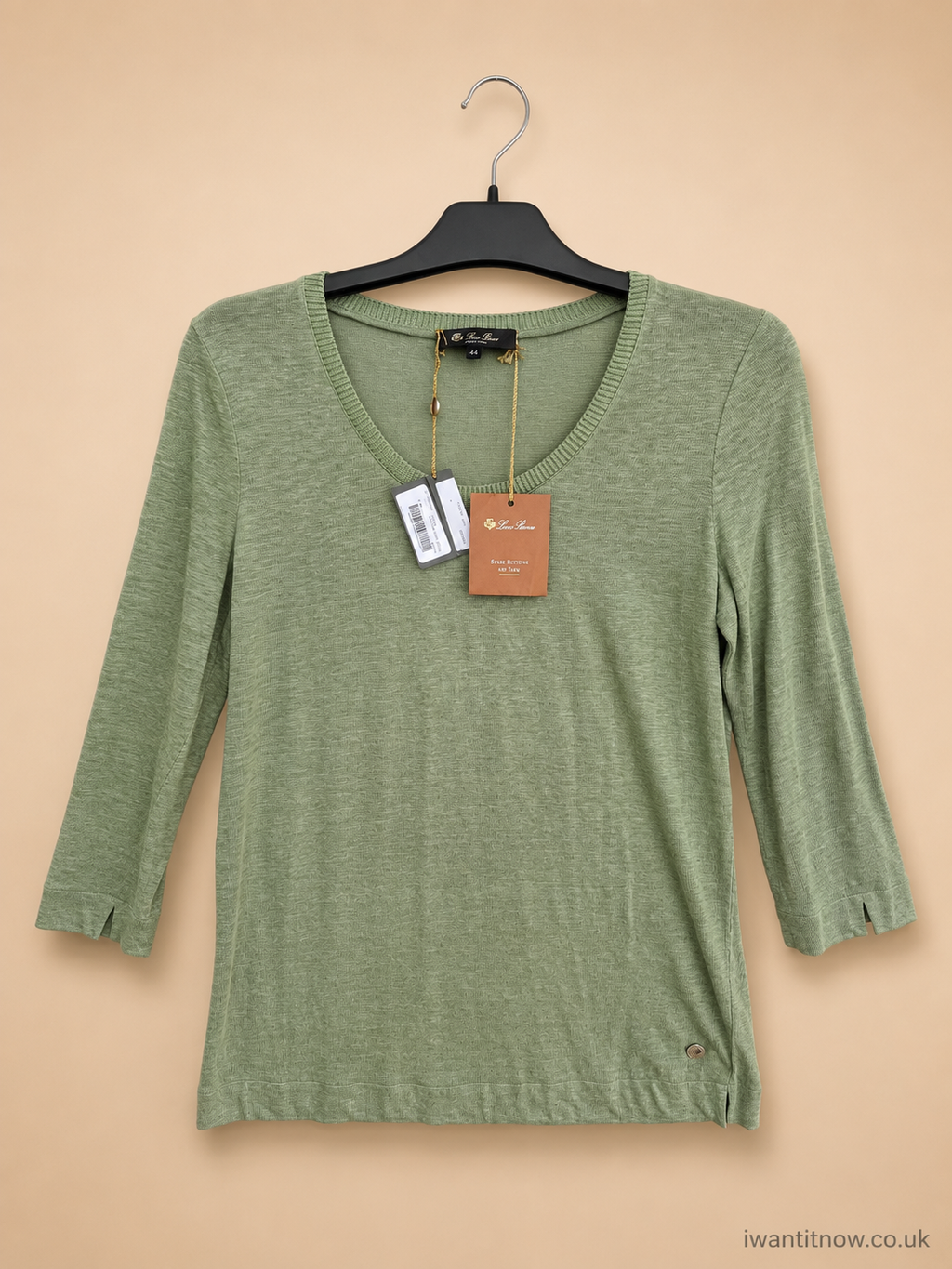 LORO PIANA WOMEN'S GREEN LINEN KNIT TOP SIZE IT 44 UK 12 NEW WITH TAGS RRP £535