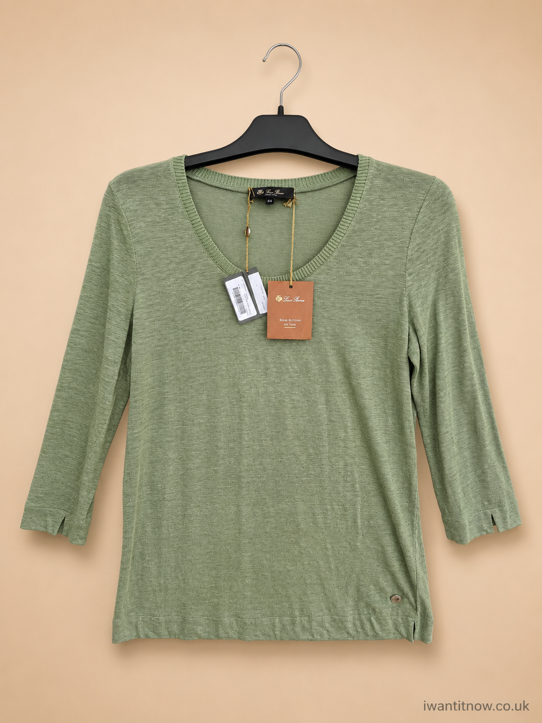 LORO PIANA WOMEN'S GREEN LINEN KNIT TOP SIZE IT 44 UK 12 NEW WITH TAGS RRP £535