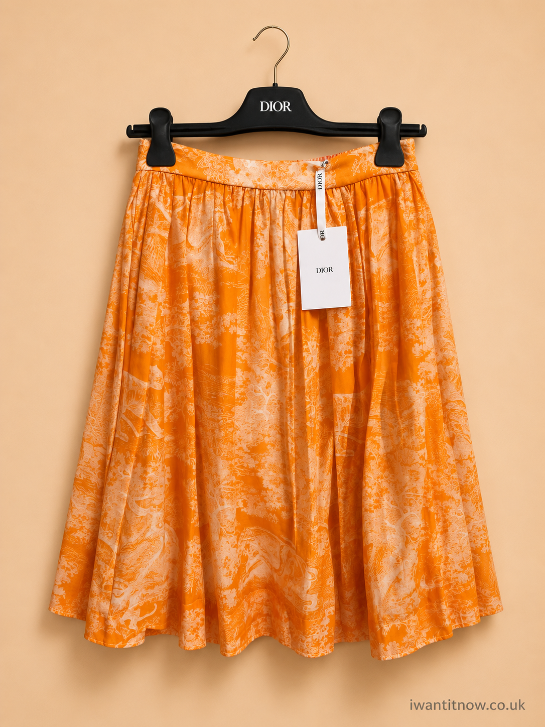 CHRISTIAN DIOR ORANGE TOILE DE JOUY WOMEN'S SILK SKIRT UK 8 (FR 36) NEW WITH TAGS RRP £1,800