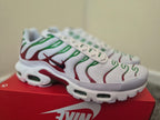 NIKE AIR MAX PLUS TN WHITE RED GREEN TRAINERS UK 9.5 NEW HALF BOX RRP £175