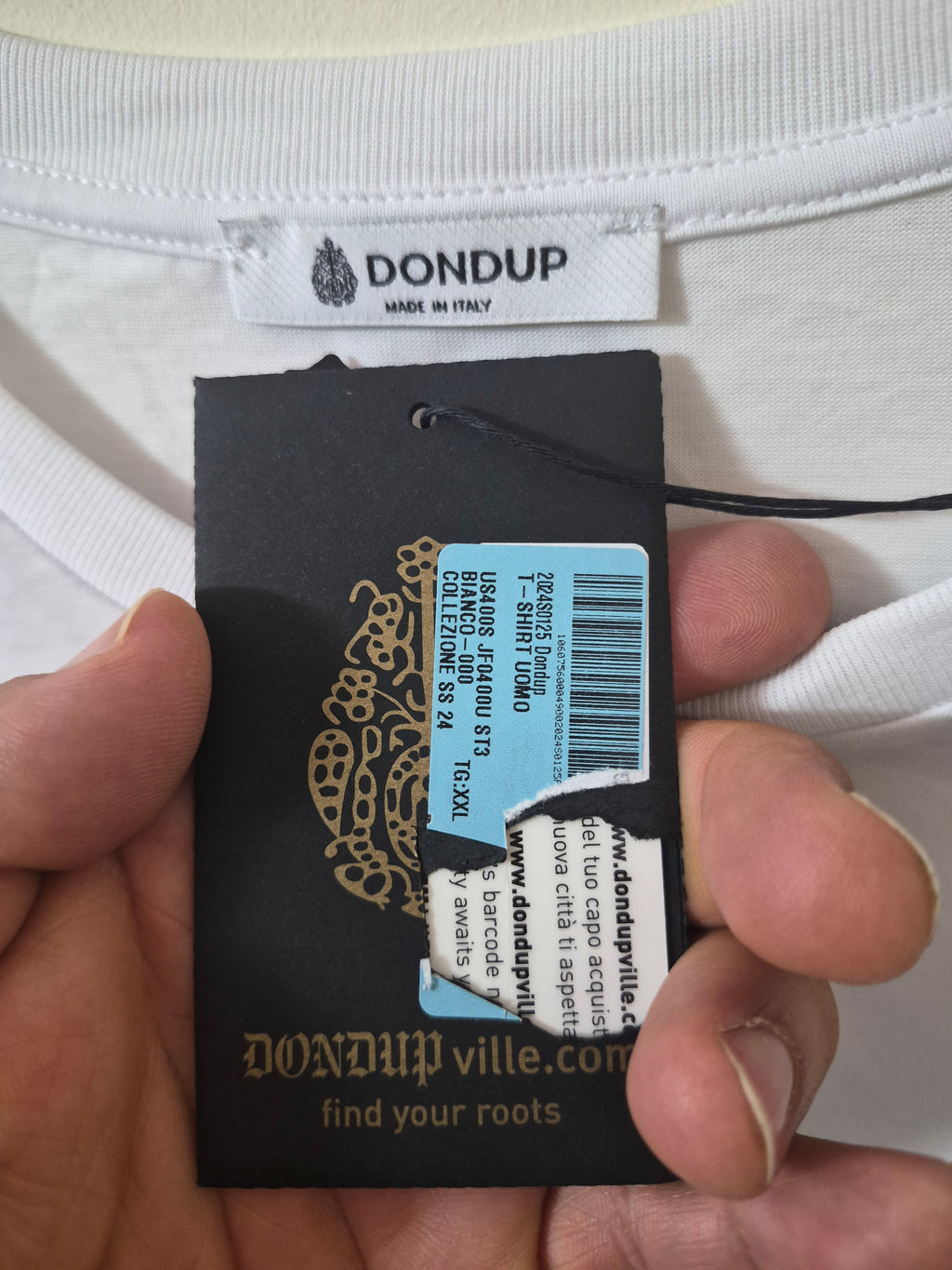 DONDUP MENS WHITE LOGO GRAPHIC T SHIRT SIZE XXL BRAND NEW MADE IN ITALY RRP £150