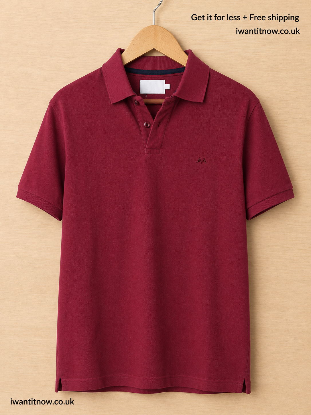 THOMAS BURBERRY MEN'S BURGUNDY COTTON POLO SHIRT SIZE 2XL EMBROIDERED LOGO (SMALL HOLE)